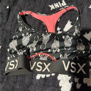 VSX Zebra Print Black and Coral Sports Bra